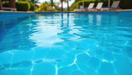 Obraz premium Clear Swimming Pool with Rippling Water Under Bright Summer Sun