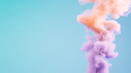 Abstract swirls of pastel-colored smoke against a light blue background