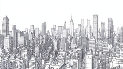 Architectural Sketch of a Modern City Skyline