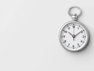 Classic silver pocket watch on a clean white background, symbolizing time and elegance.