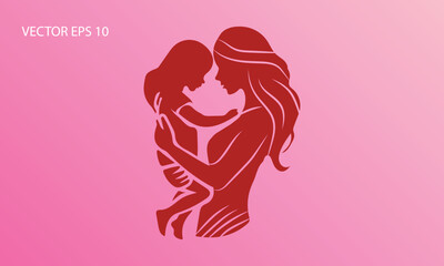 Loving Mother Holding Child Silhouette
