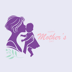 Mother and Baby Silhouette Mother's Day Illustration