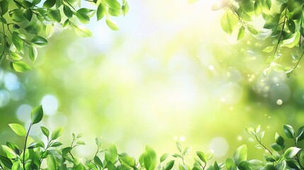 Obraz premium Lush Green Leaves with Blurred Background for Spring and Summer Vibes