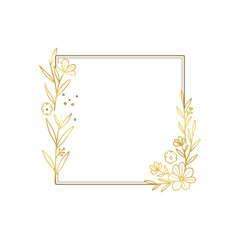 Minimalist Gold Floral Corner Square Border