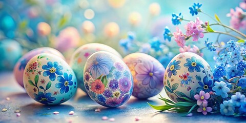Pastel Easter Eggs & Watercolor Flowers: Charming Festive Spring Pattern