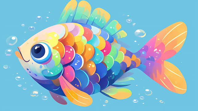 Rainbowfish Fish Cute cartoon colorful illustration