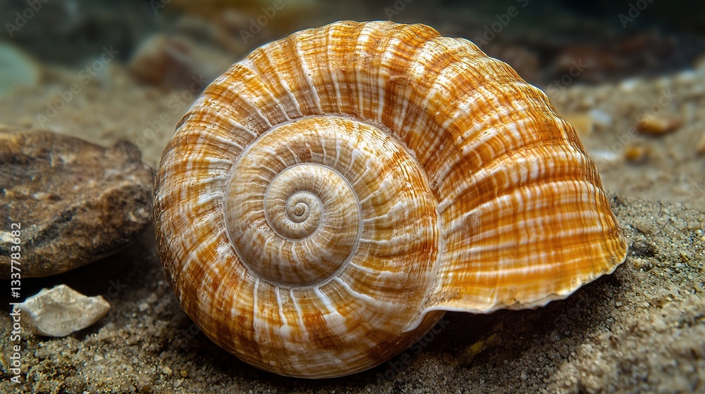Poster close-up of a nautilus shell showcasing its intricate patterns