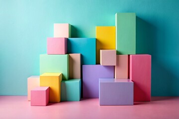 Fototapeta premium Pastel Geometric Blocks Silhouette: Modern Art & Branding Stock Photo