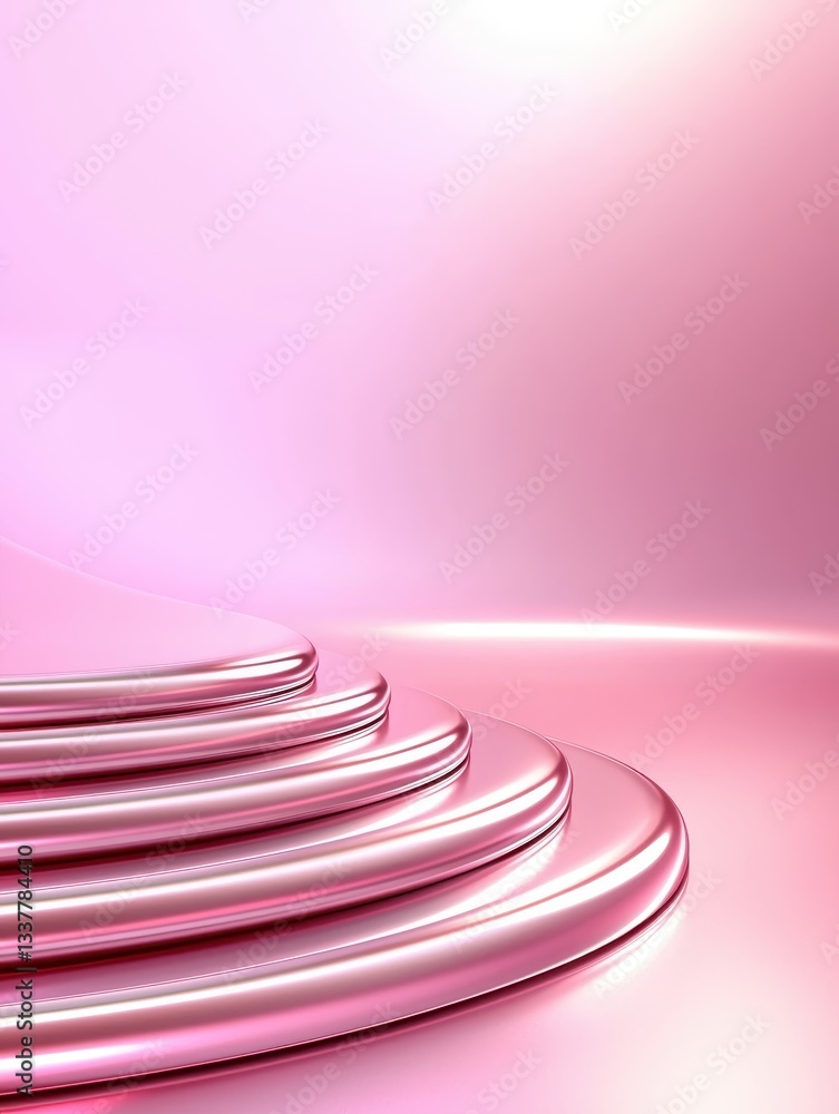 Poster elegant pink gradient background with smooth, curving steps creating a serene ambiance.
