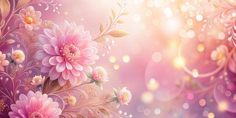 Fototapeta premium Pastel Pink Floral Wallpaper Background: Soft Focus, Delicate Design, Intricate Details