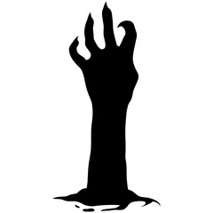 Obraz premium Silhouette of Halloween Zombie Hand. Flat Vector Illustration.