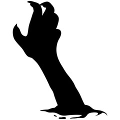 Silhouette of Halloween Zombie Hand. Flat Vector Illustration.