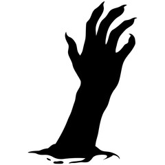 Obraz premium Silhouette of Halloween Zombie Hand. Flat Vector Illustration.