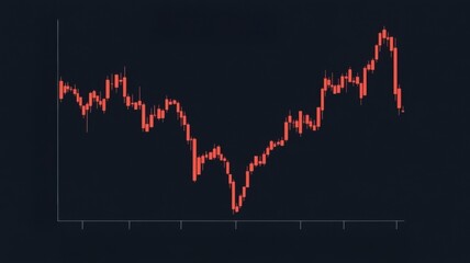 Obraz premium Tariffs concept. Stock market chart displaying fluctuating trends in red against a dark background.