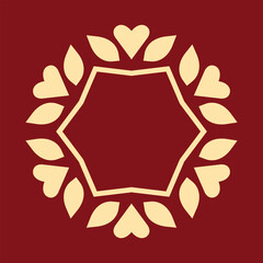 Obraz premium Decorative frame Elegant vector element for design in Eastern style, place for text. Floral golden and red border. Lace illustration for invitations and greeting cards