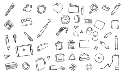 Back to school supplies including pens, pencils, notebooks, and various stationery items create vibrant and organized workspace. This collection inspires creativity and learning