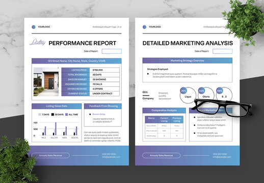 Blue And Purple Performance Report Flyer