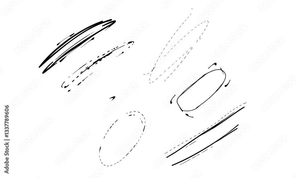 Poster hand drawn highlight strokes and ellipses create dynamic and artistic feel, perfect for enhancing de