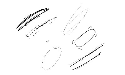 Hand drawn highlight strokes and ellipses create dynamic and artistic feel, perfect for enhancing designs or presentations. These elements add unique touch to any creative project