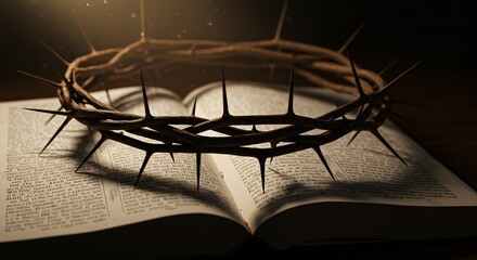 Easter Reflection – Crown of Thorns Resting on an Open Bible, Symbol of Sacrifice