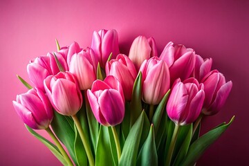 Fototapeta premium Pink Tulip Bouquet, Spring Flowers, Floral Photography, Botanical Illustration, Delicate Petals