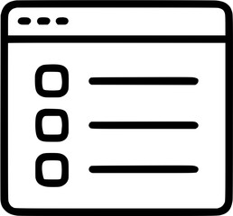 List view in outline icon style, Search and filter theme.
