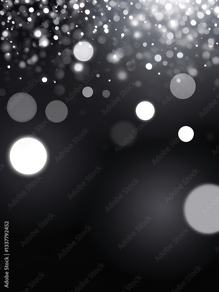 Wall mural deep charcoal black and white bokeh background