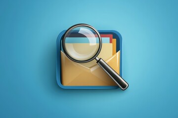 Email Search Icon.  A stylized email icon with a magnifying glass positioned over it, suggesting the process of searching within messages.  The icon's design is modern and visually appealing