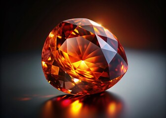 Radiant Hessonite Gemstone: 3D Render in Low Light Photography