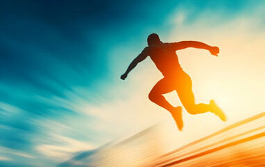 Silhouette of a runner against a vibrant sunset, symbolizing speed, freedom, and the spirit of athleticism.