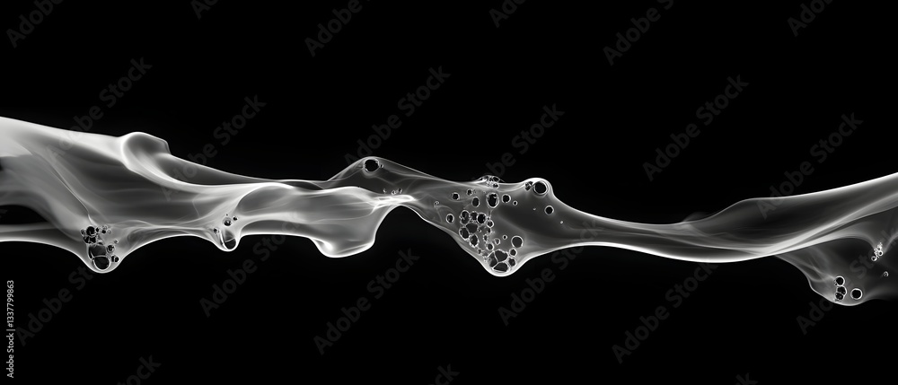 Aufkleber mesmerizing ethereal black and white smoke like form swirling and flowing in an abstract moody desig