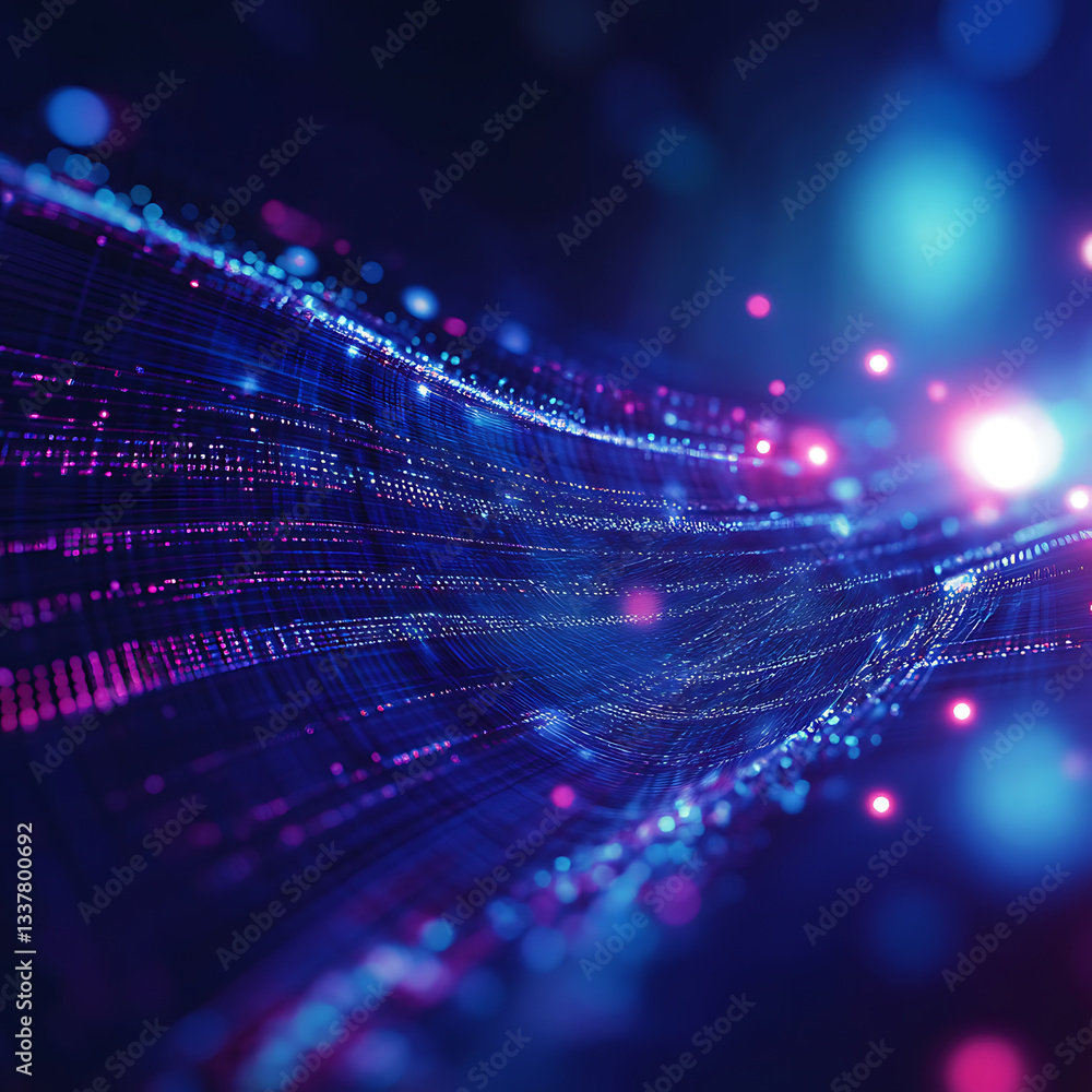 Poster dynamic data visualization digital realm graphic content abstract environment wide-angle view modern