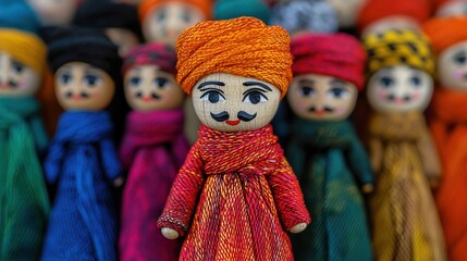 Fototapeta premium Rich History Storytelling Concepts. Colorful traditional dolls showcasing craftsmanship and culture.