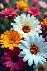 Fototapeta premium Diverse variety of colorful flowers in a close-up shot, vibrant, flowers
