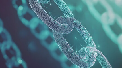 Exploring blockchain technology digital chains virtual environment animated visualization futuristic concept