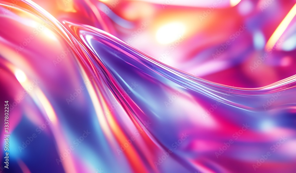 Poster abstract metallic wave with colorful gradient reflections for modern backgrounds