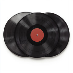 Obraz premium Spinning vinyl records home studio music collection indoor space top view nostalgia vibes