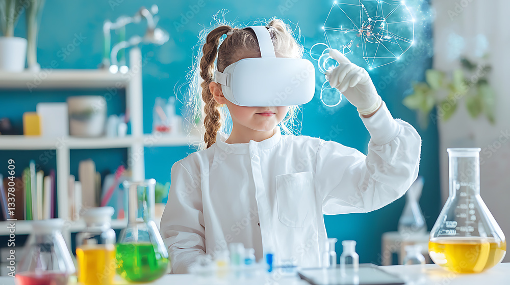 Aufkleber virtual reality science experiment classroom educational content innovative environment close-up vie
