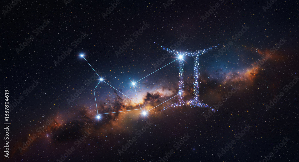 Wall mural the starry constellation of gemini shines brightly in space