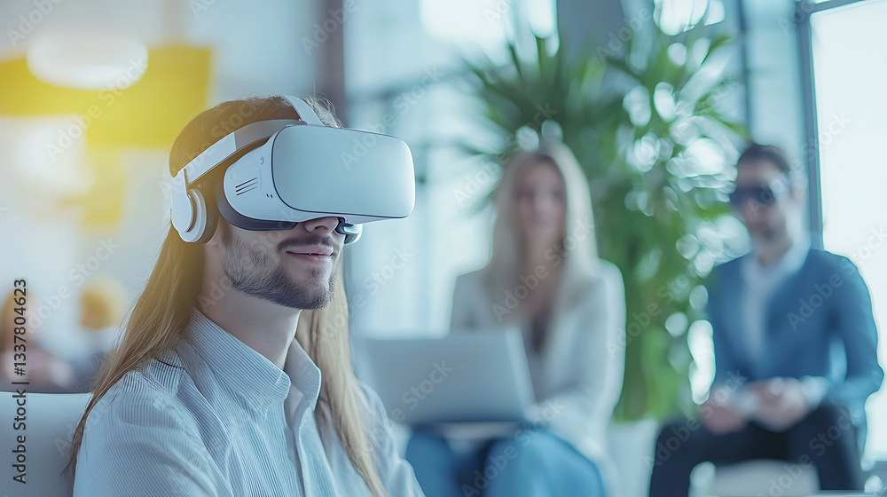 Aufkleber virtual reality experience office setting technology users modern workspace engaging perspective inn