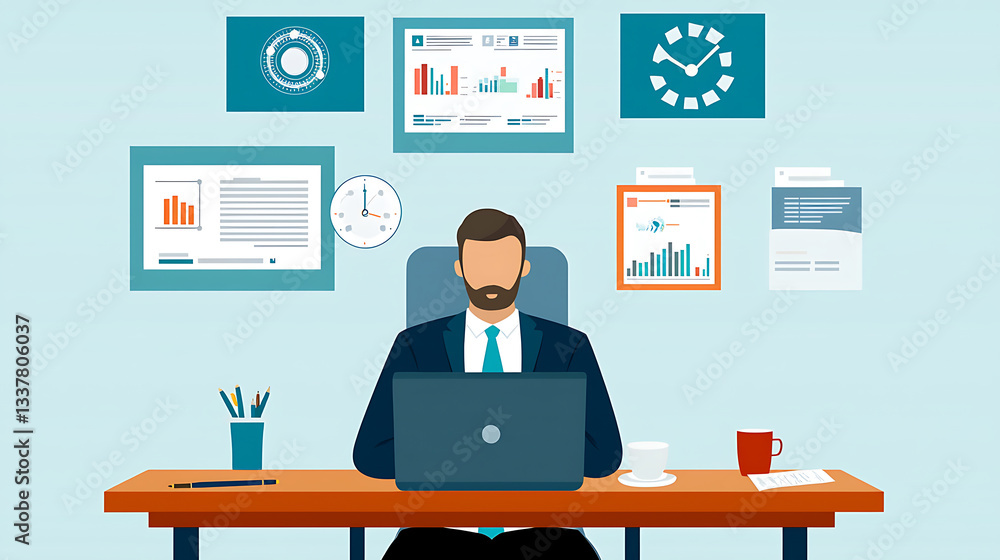 Poster office productivity enhancement data-driven strategies for business growth modern workplace digital 