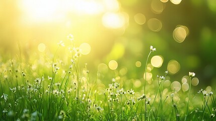 Obraz premium Dreamy Spring Meadow Bathed in Golden Sunlight