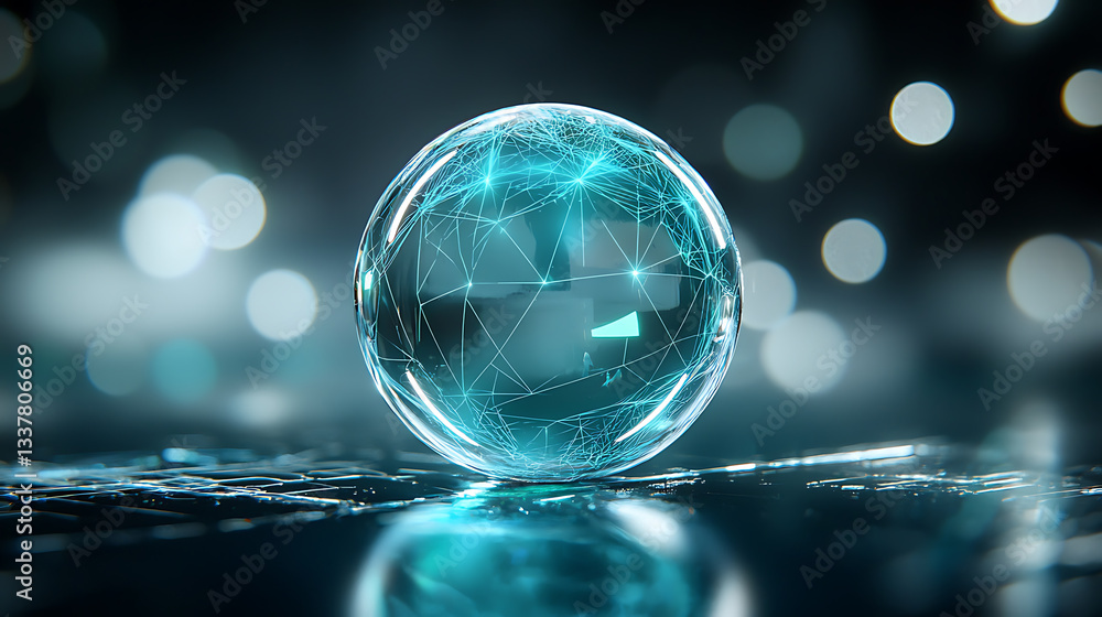 Poster dynamic technology sphere in futuristic environment digital art abstract concept captivating viewpoi