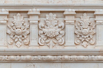 Obraz premium Rich History Storytelling Concepts. Decorative stonework featuring intricate floral designs.