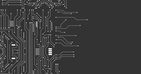 Abstract futuristic circuit board Illustration, Circuit board with various technology elements. Circuit board pattern for technology background. Vector illustration