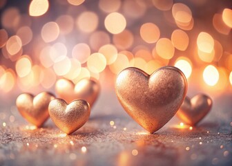 Fototapeta premium Rose Gold Hearts: Textured Valentine's Day Background