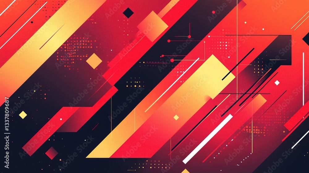 Aufkleber bold abstract geometric background in red and black color scheme