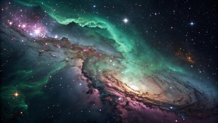 Fototapeta premium Stunning Celestial Nebula - Vibrant Deep Space Galaxy with Stars