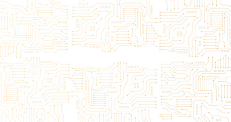Technology style concept. Circuit board on white background. Electrical connection system, electronic circuit, black line style. left copy space or empty.
