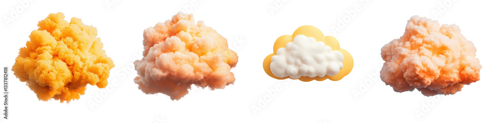 Poster delicate wispy clouds with a soft fluffy texture floating against a serene atmospheric backdrop
